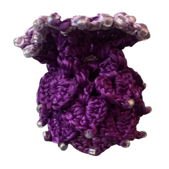 Dice Bag Large Dragon Scale Beaded Ren Faire Fantasy Dungeons Dragons RPG Purple - Picture 2 of 6